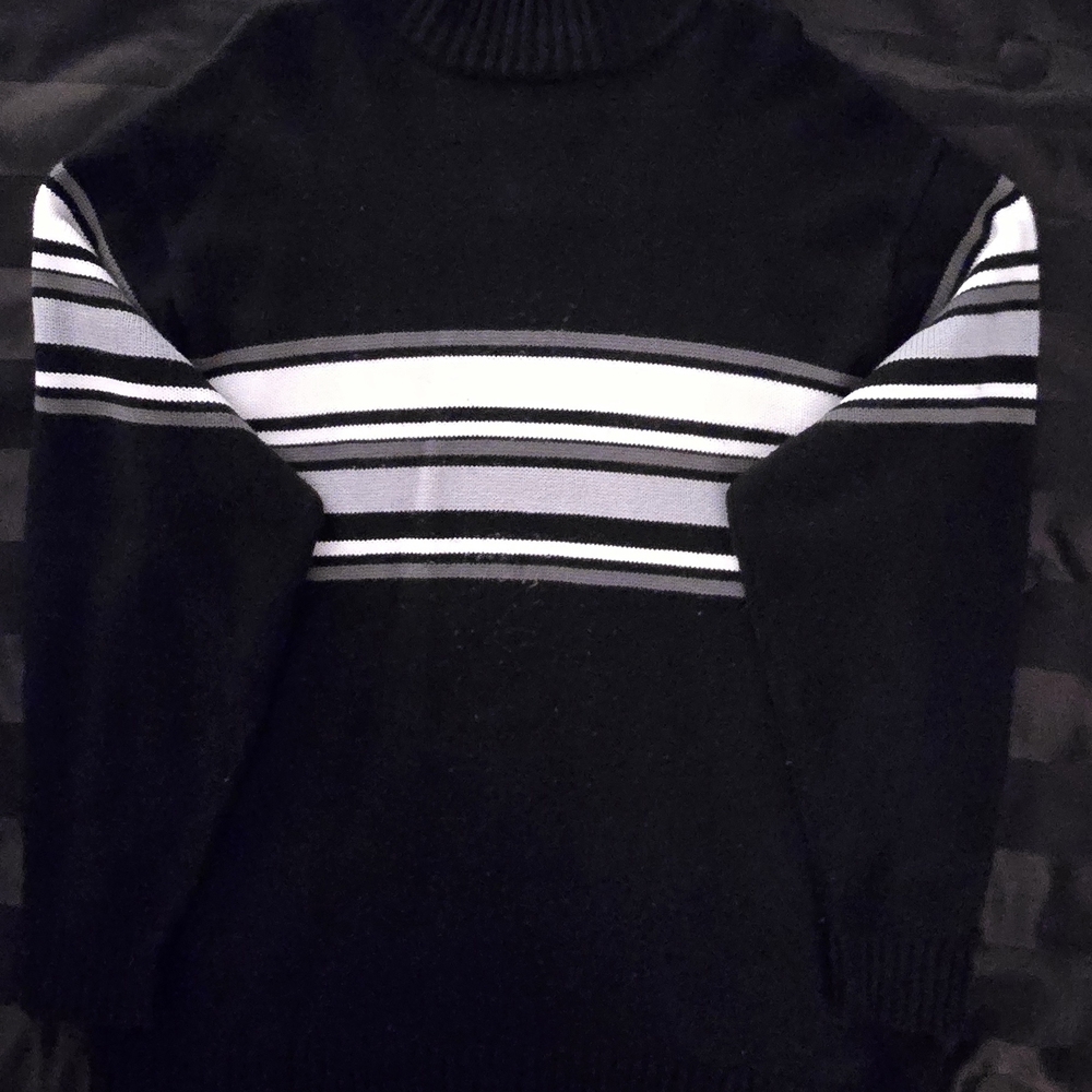 Elegant Black and Gray Turtleneck Sweater